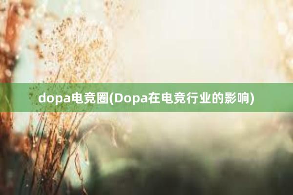 dopa电竞圈(Dopa在电竞行业的影响)