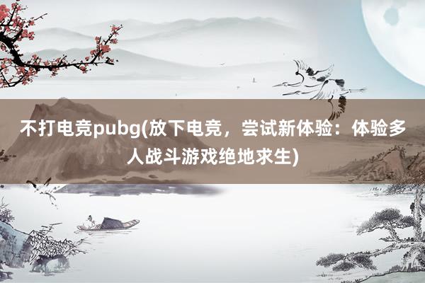 不打电竞pubg(放下电竞，尝试新体验：体验多人战斗游戏绝地求生)