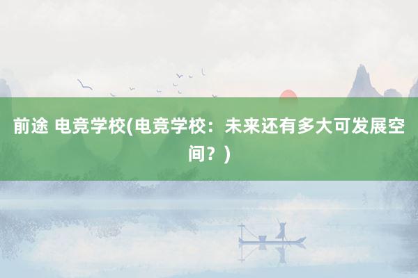 前途 电竞学校(电竞学校：未来还有多大可发展空间？)