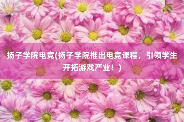 扬子学院电竞(扬子学院推出电竞课程，引领学生开拓游戏产业！)