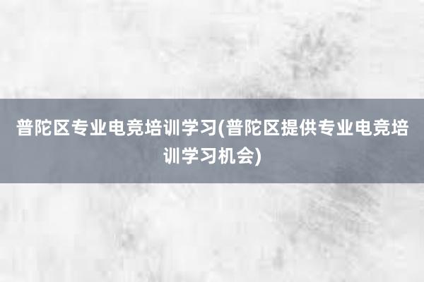 普陀区专业电竞培训学习(普陀区提供专业电竞培训学习机会)