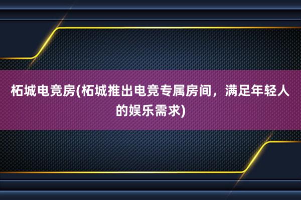 柘城电竞房(柘城推出电竞专属房间，满足年轻人的娱乐需求)