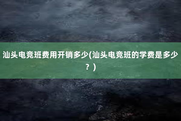 汕头电竞班费用开销多少(汕头电竞班的学费是多少？)