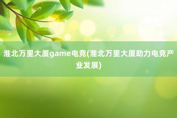 淮北万里大厦game电竞(淮北万里大厦助力电竞产业发展)