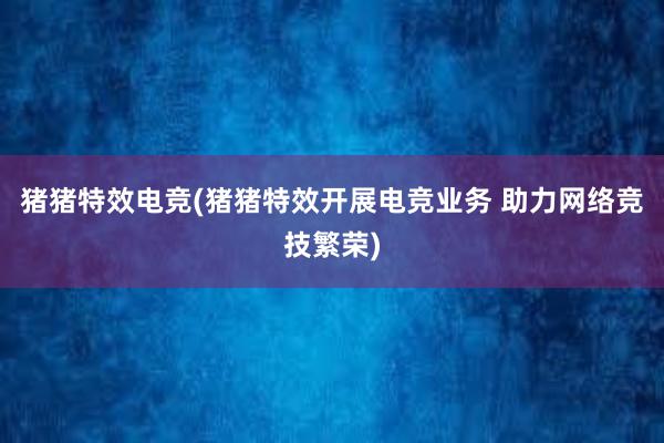 猪猪特效电竞(猪猪特效开展电竞业务 助力网络竞技繁荣)