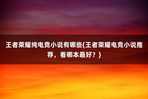 王者荣耀纯电竞小说有哪些(王者荣耀电竞小说推荐，看哪本最好？)