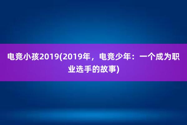 电竞小孩2019(2019年，电竞少年：一个成为职业选手的故事)