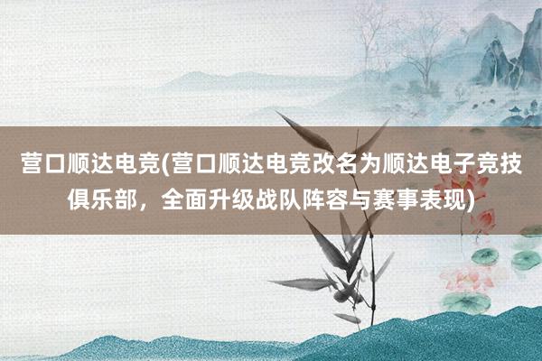 营口顺达电竞(营口顺达电竞改名为顺达电子竞技俱乐部，全面升级战队阵容与赛事表现)