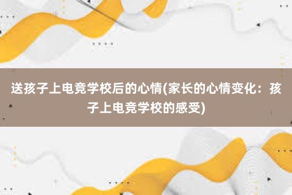 送孩子上电竞学校后的心情(家长的心情变化：孩子上电竞学校的感受)