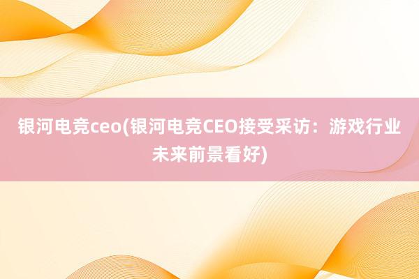 银河电竞ceo(银河电竞CEO接受采访：游戏行业未来前景看好)