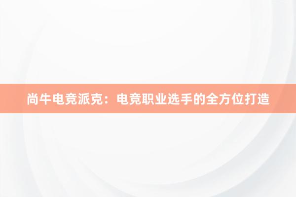 尚牛电竞派克：电竞职业选手的全方位打造