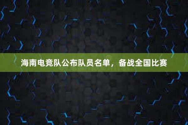 海南电竞队公布队员名单，备战全国比赛